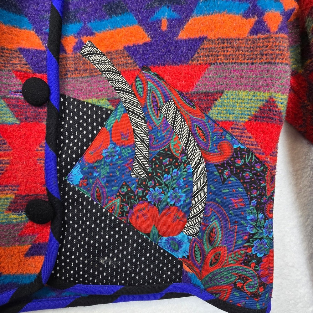 Canvasbacks Womens Patchwork Fleece Cardigan Smal… - image 6